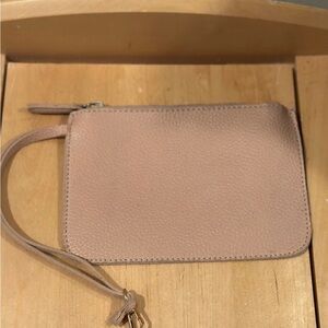 Free People Pebbled Blush Leather Wristlet